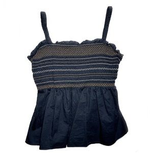 Black Peplum Tank Top with Boho Design